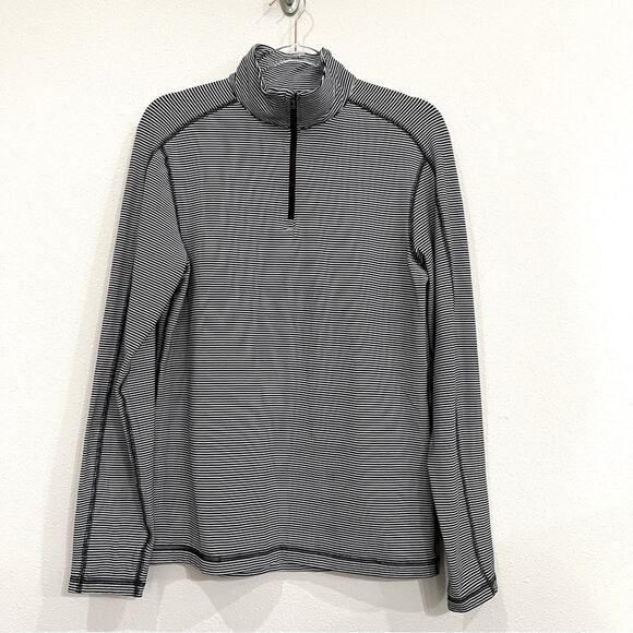 Lululemon Surge Warm 1/2 Zip Pullover in Mini Pop Stripe Black White - Medium - Picture 1 of 15